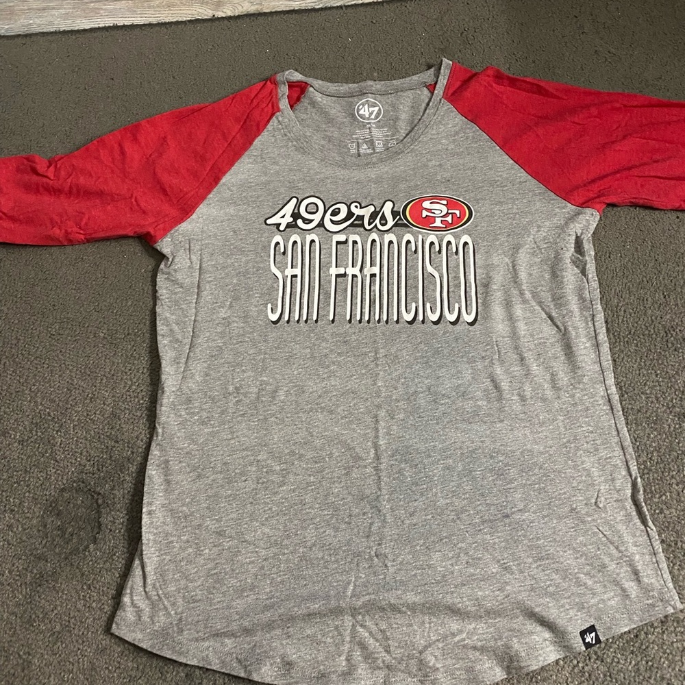 47 San Francisco 49ers Kids Raglan Shirt - Gray and Red